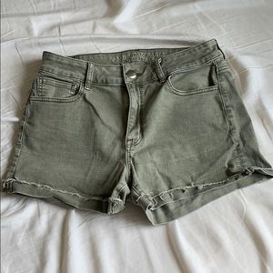Olive green American Eagle denim shorts
